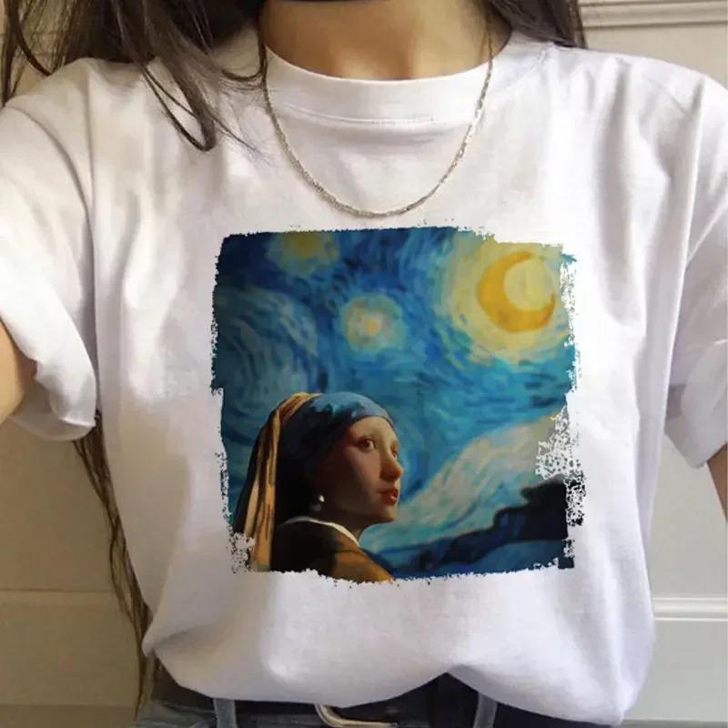 

Artistic Van Gogh Paintings Graphic T Shirt With Classic Art Quotes Creative Designs Stylish Casual Short Sleeve Tee For Daily S