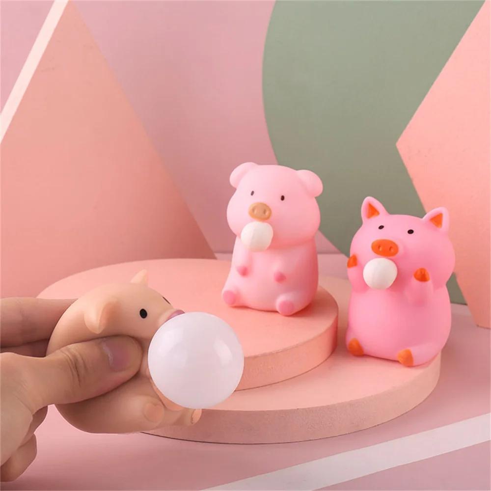 Cartoon Schwein Spuckblasen Kneifen Musik Ventilationsspielzeug Niedlich Dekompression TPR Material Quetschen Spuckblasen Dekompressionsartefakt Spielzeug