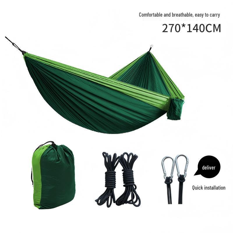 Nylon Parachute Cloth Hammock: Outdoor/Indoor, Color Block Design, Single/Double, Leisure Swing