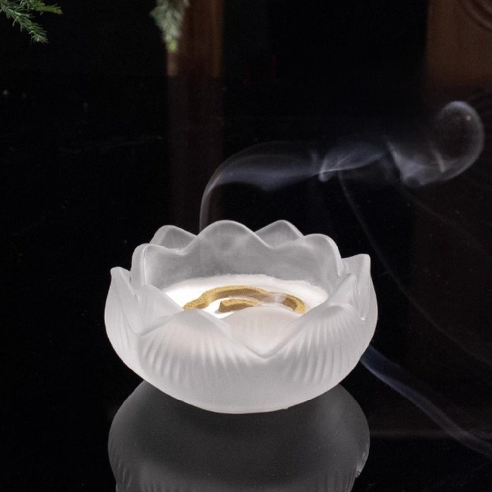 Crystal Glass Lotus Incense Burner 9 Hole Lotus Censer Holder Yoga Meditation