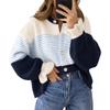 Cardigan tricoté color-block, polyvalent / pull d'hiver, à un seul bouton, haut en maille décontracté pour tous les jours