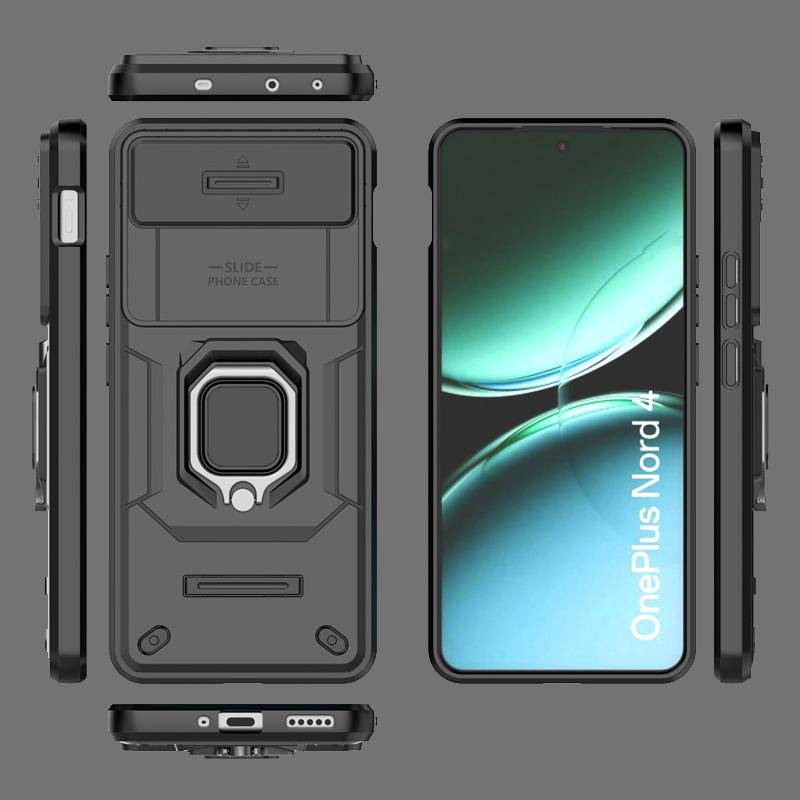 For OnePlus Nord 4 5G Cover For OnePlus Nord 4 Case 6.74 Inch Lens Protection Shockproof Push Window Magnetic Holder Bumper