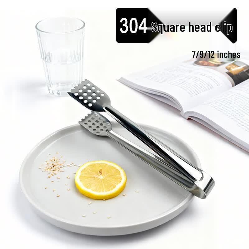 304 Stainless Steel Square Head Food Tong