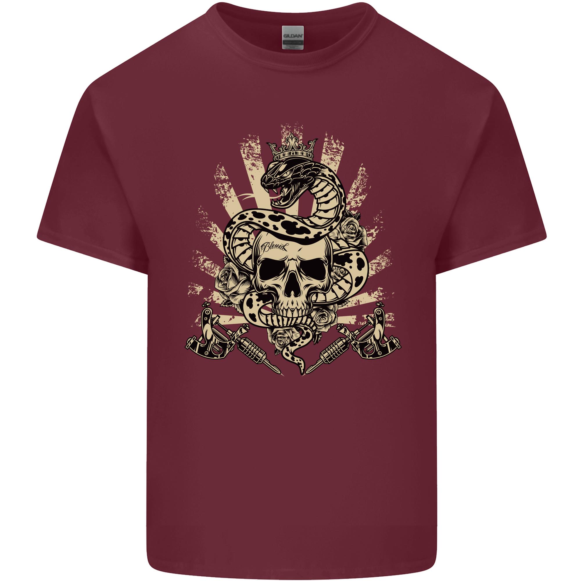 Tattoo Skull Snake Tattooist Biker Gothic Unisexs Light Cotton TShirt S