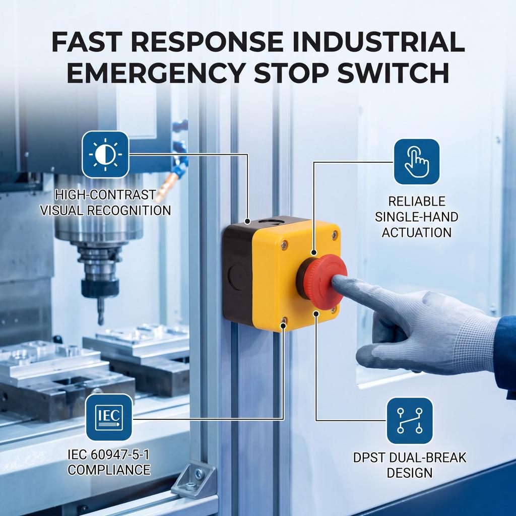 Red Emergency Button 660V 10A Emergency Stop Switch Metal Push Button Power Off Safety Switch Industrial Machine Control Panel
