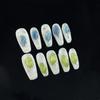 Handmade Press-On Nails With 3D Relief Design Cat Eye Effect Sparkling Dual-Tone Mismatched Tips Women
