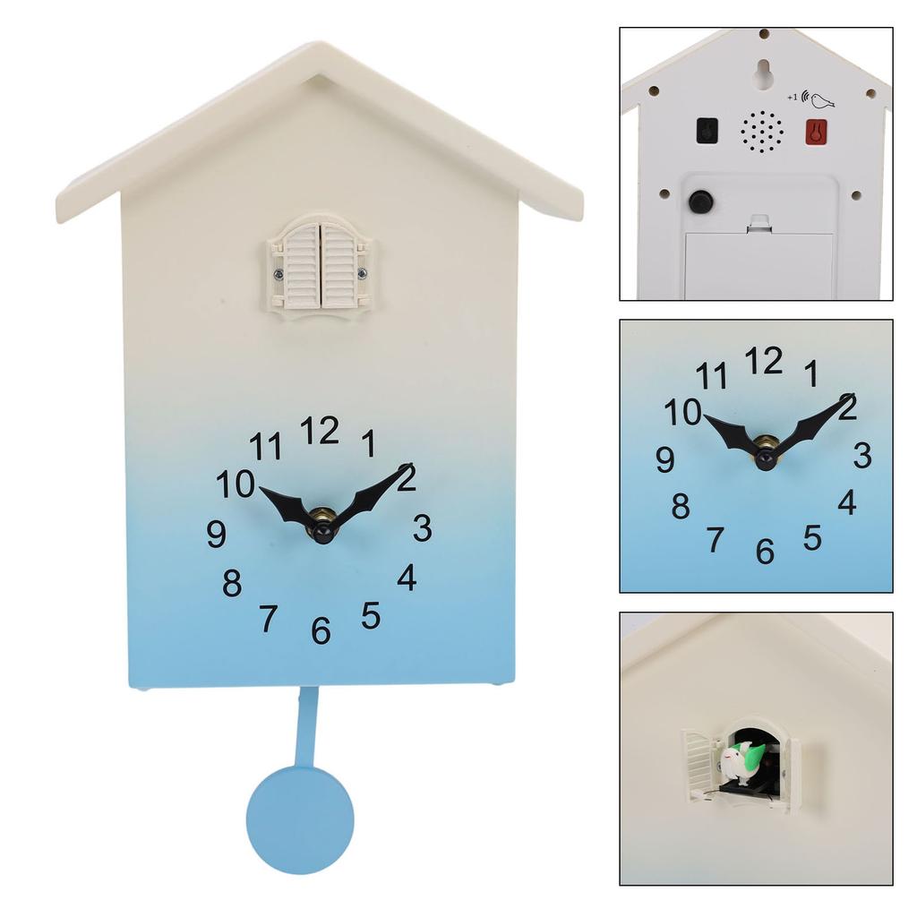 Cuckoo Clock with Cuckoo Bird Voices Modern Battery Operated Hourly Chiming Wall Clock for Study Living Room