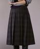 Awi Pleated Wool Check Skirt_Brown