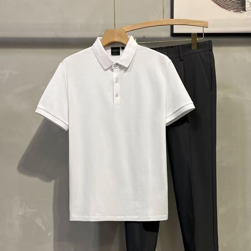Men's Polo Shirt Summer New Short Sleeve Solid Color Turn-down Collar Casual Slim Fit Tops