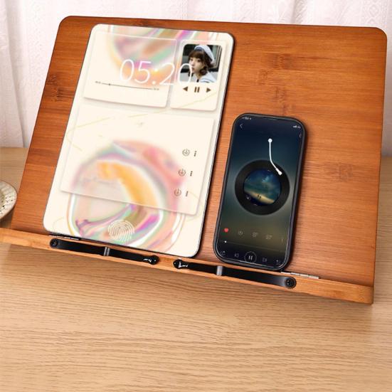 Çocuklar İçin Bambu Kitap Standı, Çocuklar İçin Ayarlanabilir Katlanabilir Okuma Rafı, Ders Kitapları İçin Çok Fonksiyonlu Masaüstü Kitap Tutucu