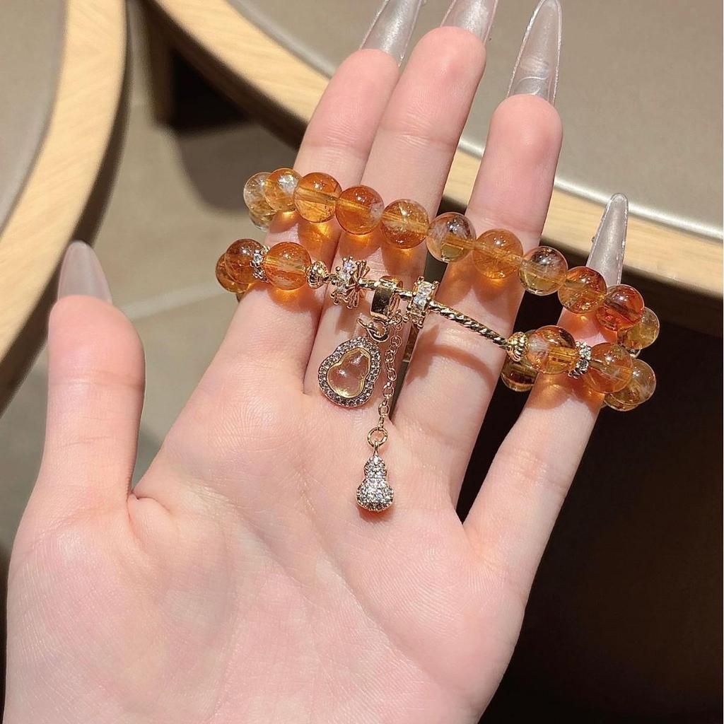 Yellow Pagoda Crystal Bracelet: Elegant Design Women's Jewelry Gift with Certificate