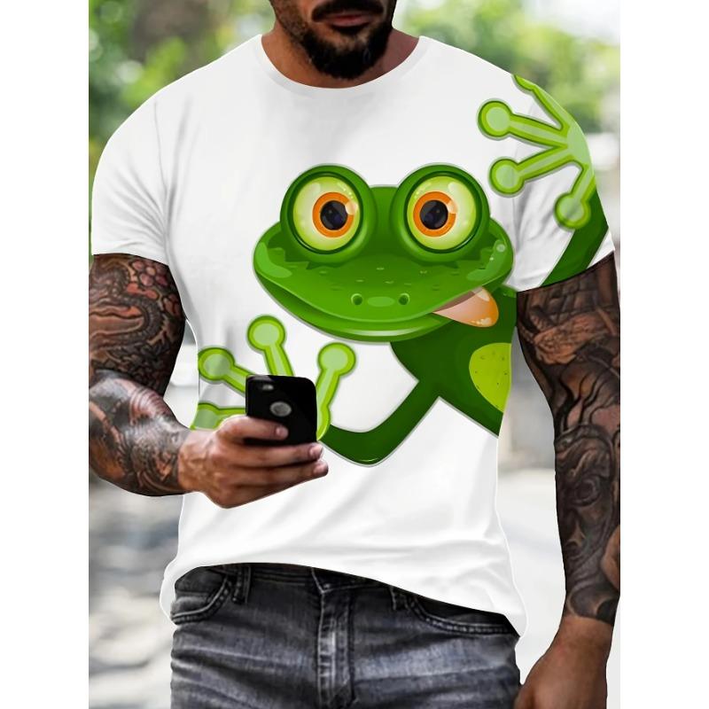 Cartoon Animal Frogs Pattern 3d Printed T-Shirts Casual Round Neck Short Sleeved Men's T-shirts