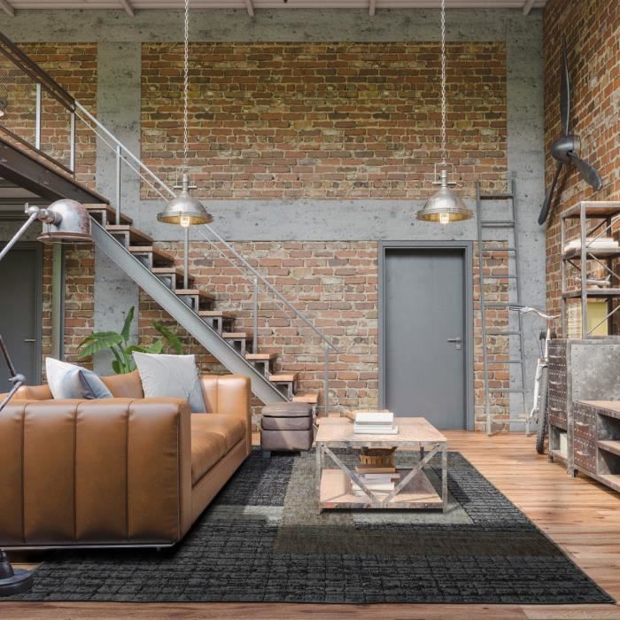 Tapis - THEDECOFACTORY - Silky Leaves - Noir - 190x240cm - Moderne - Synthétique