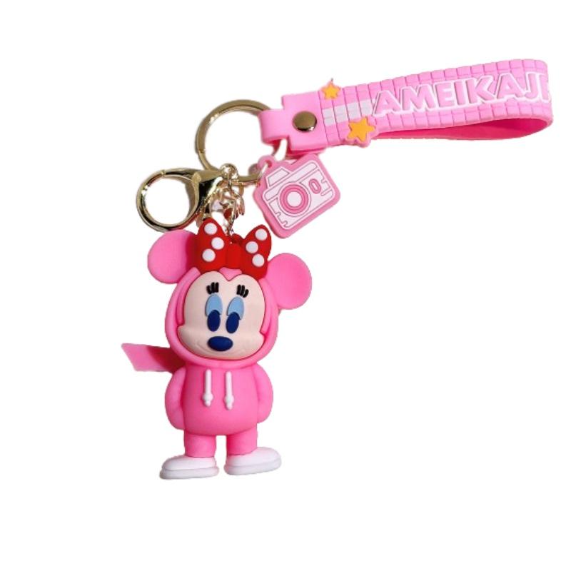 Cute Cartoon Pvc Keychain With Classic Mickey And Minnie Design