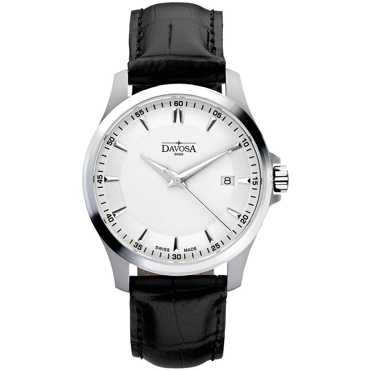 

3 Hand Date 10 ATM Water Resistant Classic Quartz Swiss Made Black [Davosa] 162.466.15 для чоловіків білий