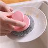 Kitchen Cleaning Brush with Handle Interchangeable Head Pot Brush Multi-purpose Dish Brush Cleaning Ball Steel Ball