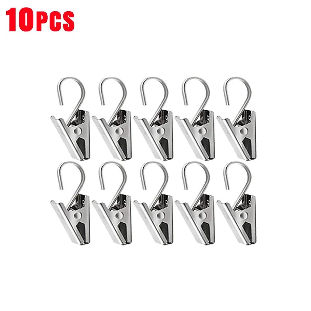 

60/10 шт. зажимы для штор из нержавеющей стали с крючком мини-держатель для металлической проволоки для оконных штор фото зажимы домашний декор аксессуары