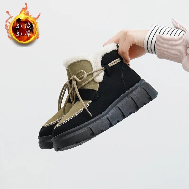 

2024 Новые Зимние Модные Женские Высокие Кроссовки на Толстой Подошве с Флисовой Подкладкой, Теплые, Увеличивающие Рост, Повседневные, Снежные Ботинки 39 зелёный