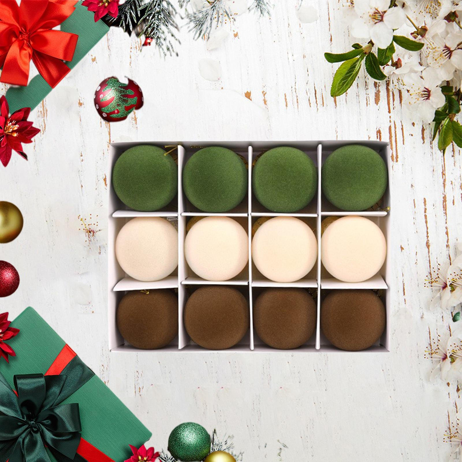 

12 елочных шаров на Рождество, декоративные украшения, маленькие подвески на дни рождения Brown green white