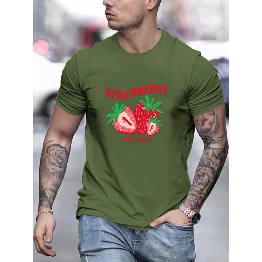 Print Mens T-Shirt Summer Breathable Casual T Shirts Trendy Crewneck New Tee Top Loose All-Match Man Streetwear