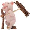 Ein süßes kleines Schwein Geschenk für Kinder Von einer dekorativen Statue eines rustikalen Holzscheit-Schweinegestells