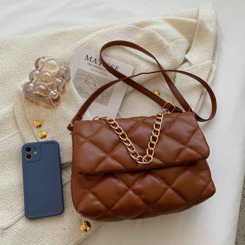 Yogodlns текстура ромб однотонная сумка через плечо с клапаном для женщин цепочки декоры — фото 11