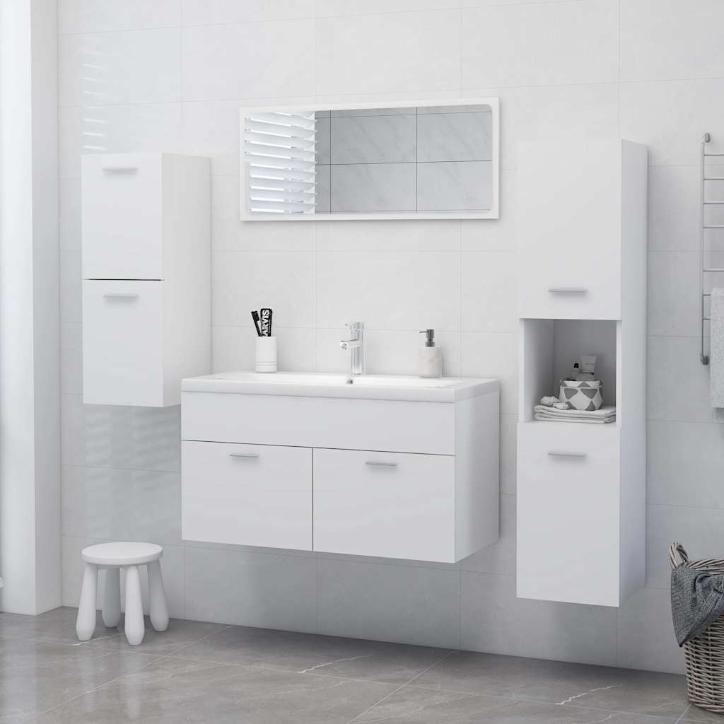 Bathroom Cabinet White 30 X 30 X 130 Cm Engineered Wood