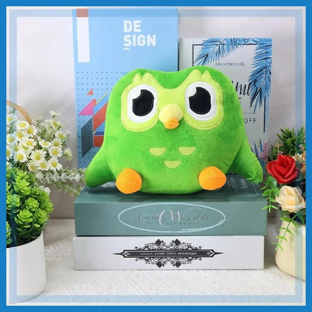 Green Duolingo Owl Plush Toy Duo Plushie of Duo The Owl Cartoon Anime Owl Doll Soft Stuffed Animal Toy Children Birthday Gift