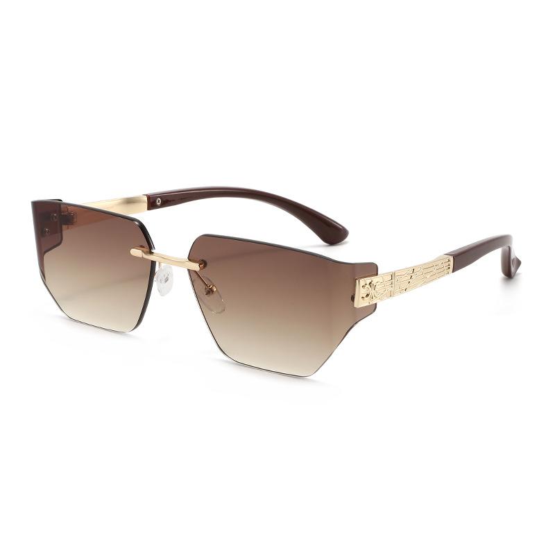 Stylish Frameless Metal Sunglasses for Women, Oversized Frames, European and American Style.