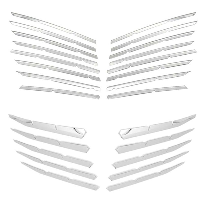 26PCS Front Bottom Grille Grill Cover + Fog Light Mouldings Grille Trim for Peugeot 3008 GT 2017-2020 5008 GT 2017-2020