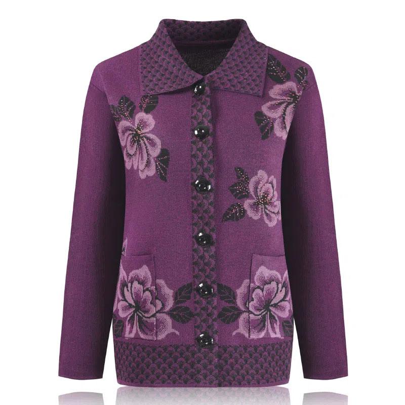 

Весенне-осенний свитер, женский кардиган, вязаная куртка с лацканами, универсальная тонкая удобная куртка-кардиган XXXL фиолетовый