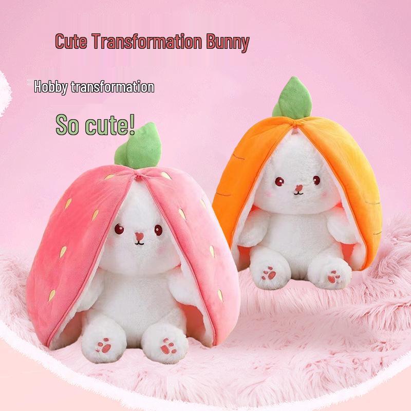 Strawberry Carrot Rabbit Plush Toy: Cute Stuffed Pillow and Doll