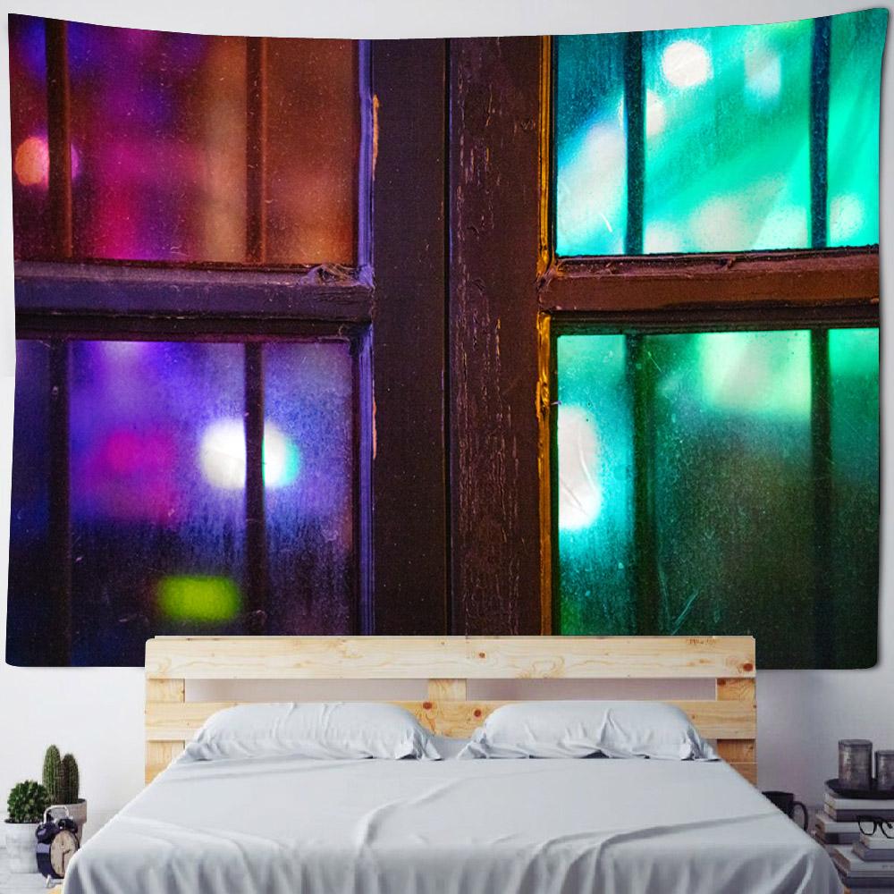 Imitation Window Landscape Tapestry, Wall Hanging, Floral Plants, Living Room, Bedroom, Office, Home Wall Background Cloth