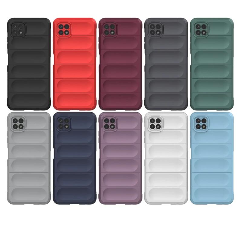 Für Samsung Galaxy A22 5G Rückseite Handyhülle Flüssigsilikon Sturzsicher Stoßfest Armor Funda Coque Hüllen