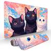 Art style cute cat anime large Mouse Pad Desk Mat Gaming mats with Stitched Edge Durable NonSlip Computer mousepad office rug
