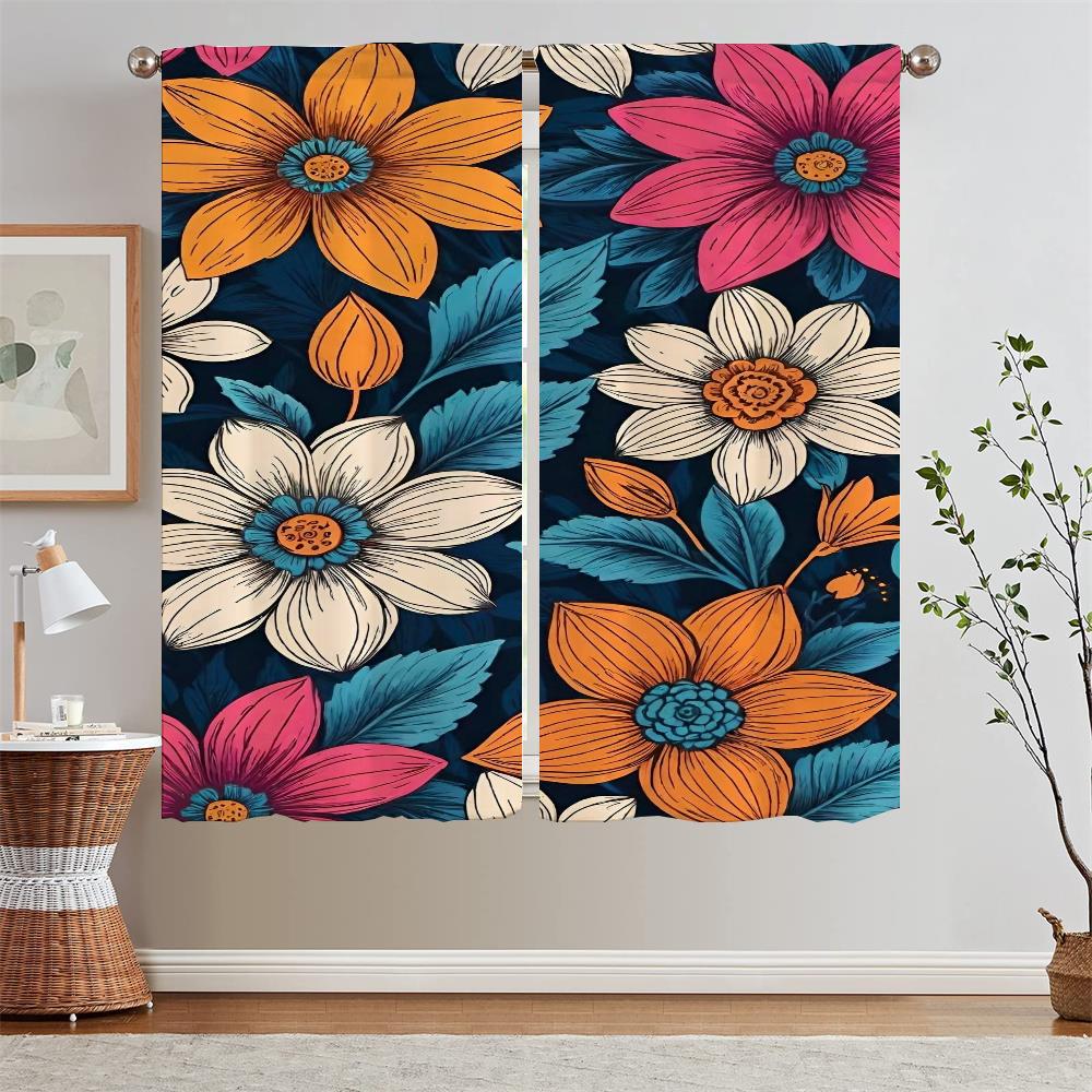 European and American Wind Flowers and Butterflies Kitchen Curtains for Living Room Decoration Home Interior Curtains Blackout