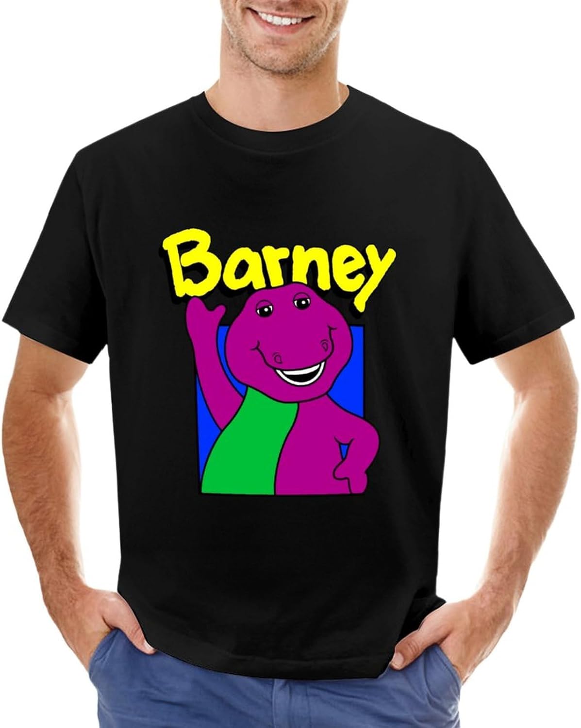 Barney and Friends Men T Shirt Korean Fashion Tops Clothes for Men Black S чёрный