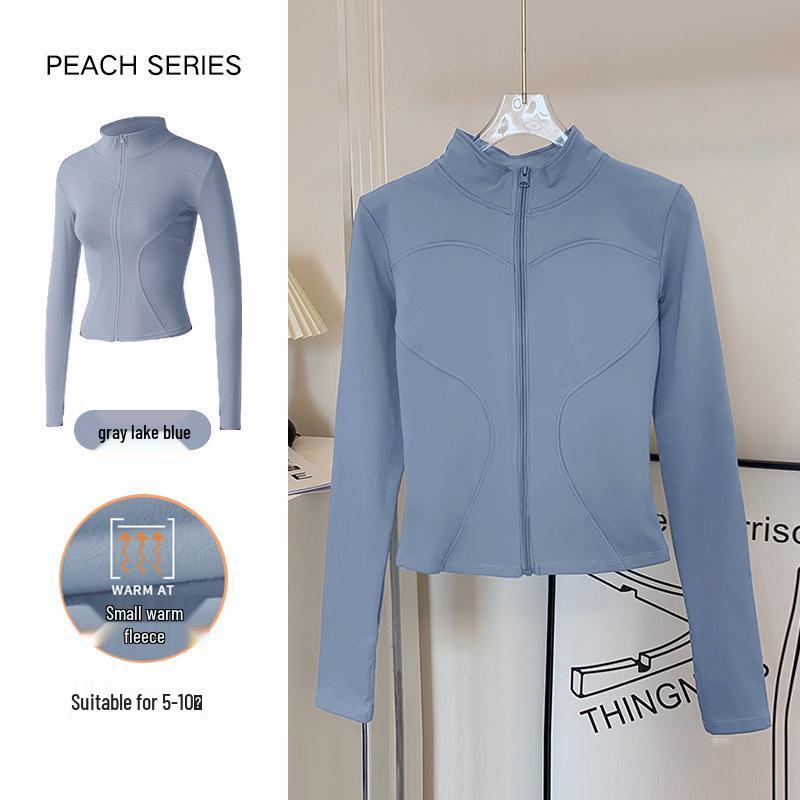 Women's Breathable Slim-Fit Sports Jacket: Autumn/Winter Yoga & Cycling Wear, Long Sleeve, Stand Collar, Plus Velvet.