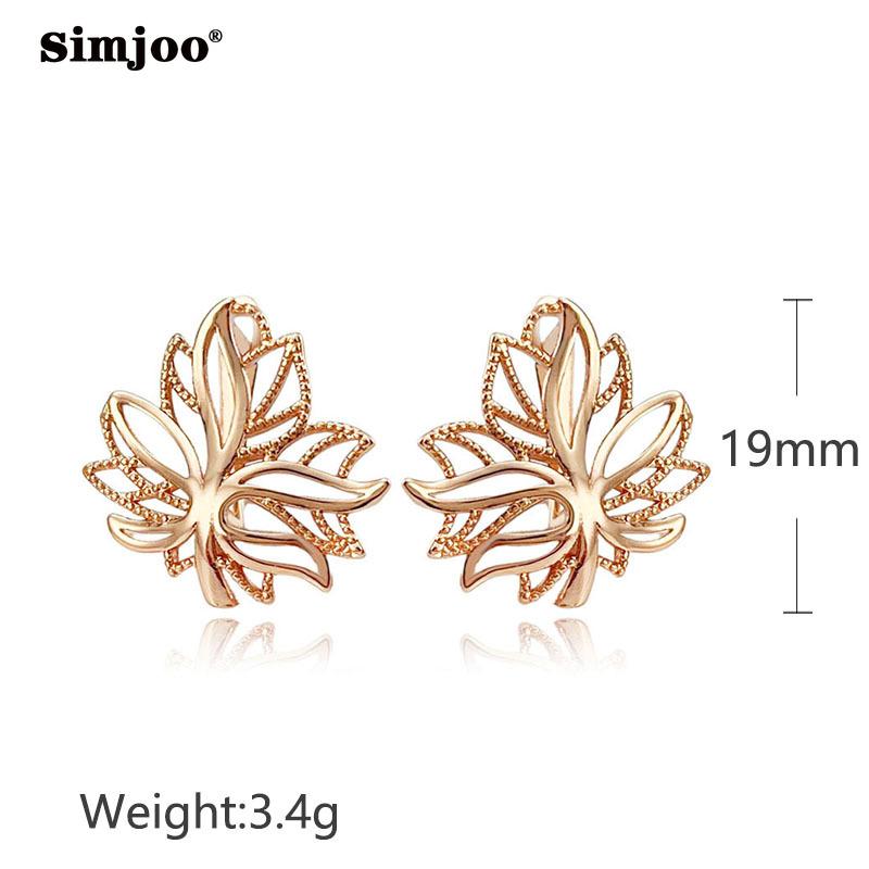 SIMJOO Vintage Geometric Leaf Earrings Temperament Rose Gold Color Earrings High Quality Jewelry
