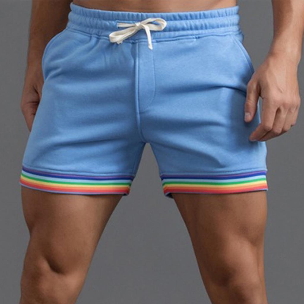 Stylish Men's Swim Shorts with Rainbow Hem, Quick-Dry Fabric, for Beach, Pool, Gym Model LZF250300, Sizes S-XXL