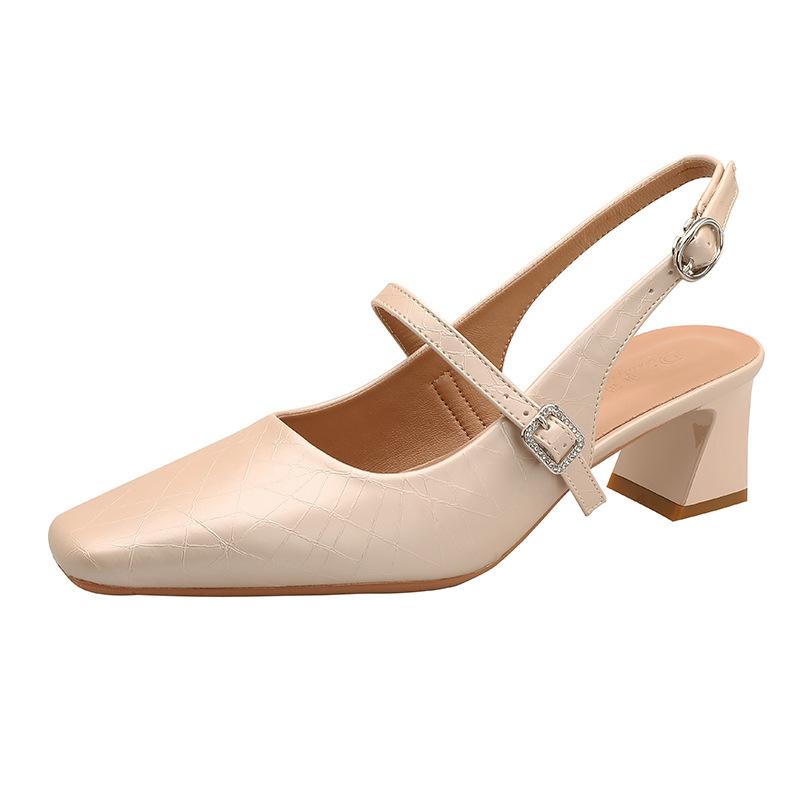 Mary Jane bag head sandals women's thick heel new silver empty single shoes with high heels