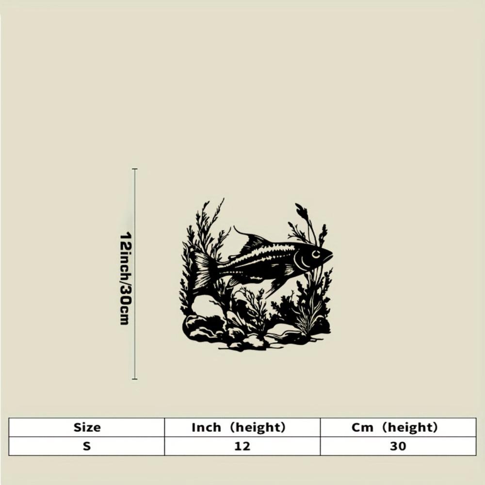 

Metal Wall Art Fish Ocean Plants Rocks Black Home Decor Gift for Living Room Patio Beach House S-30cm/12inch