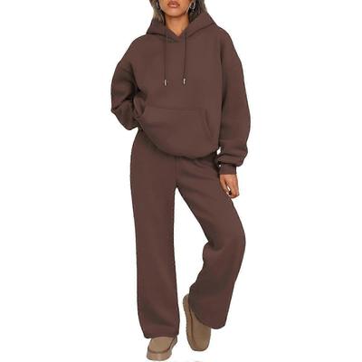 Women's Two-piece Tracksuit Set: Oversized Hoodie Sweatshirt and Jogging Pants Light Gray XXXL New Arrival