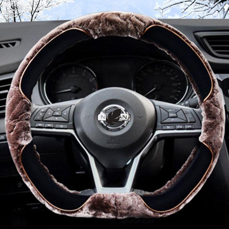 Plush Winter Steering Wheel Cover for Nissan: Sylphy, X-Trail, Qashqai, Kicks, Teana, Bluebird, Tiida