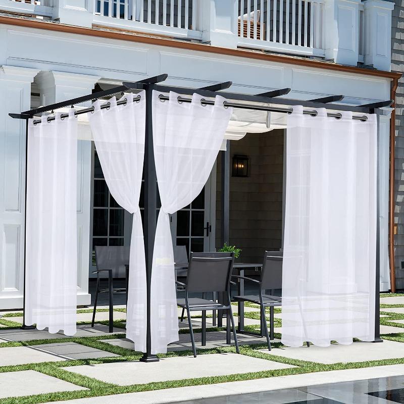 1PC Outdoor Waterproof Sheer Curtain Romantic White Semi-Transparent Privacy Gauze for Home Balconies Party Decorations
