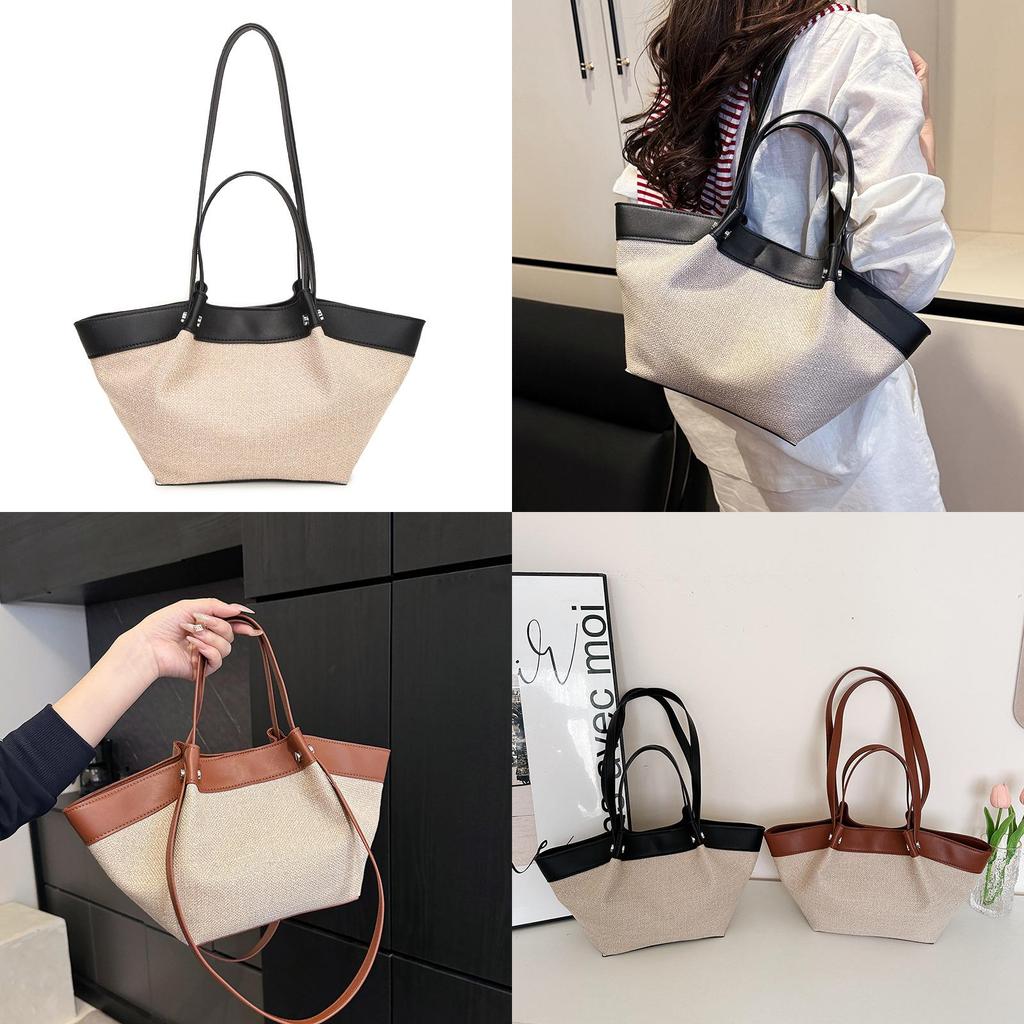 Pu Large Capacity Tote Bag For Women With Color Blocked Pleated Design For Daily Use