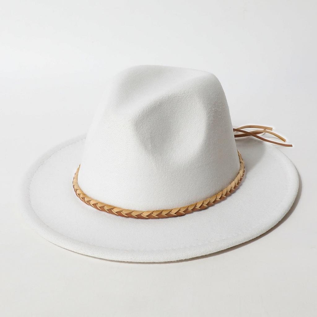 Western cowboy hat, vintage wide-brimmed jazz woolen hat, men's ribbon felt hat, Mongolian street dance Tibetan knight hat