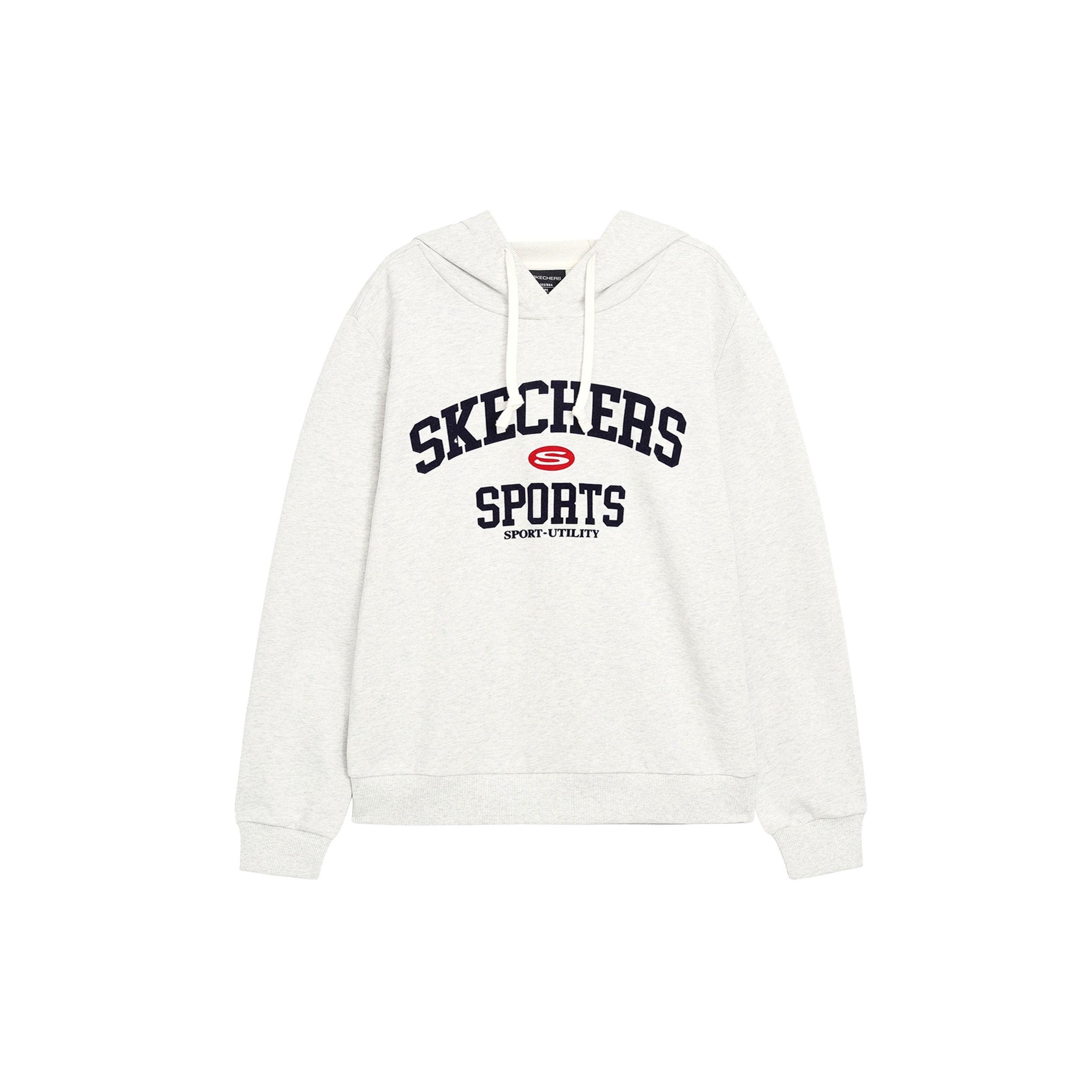 Skechers Яркая Повседневная Серия Худи с Большой Буквой в Колледж-Стиле Пуловер Толстовка Женская толстовка Светло-Серый L423W004-02F0 S