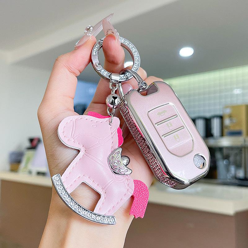 Premium Women's Car Key Case for Honda Accord, Civic, CR-V, Fit, Odyssey, Vezel, Lingpai, and XR-V