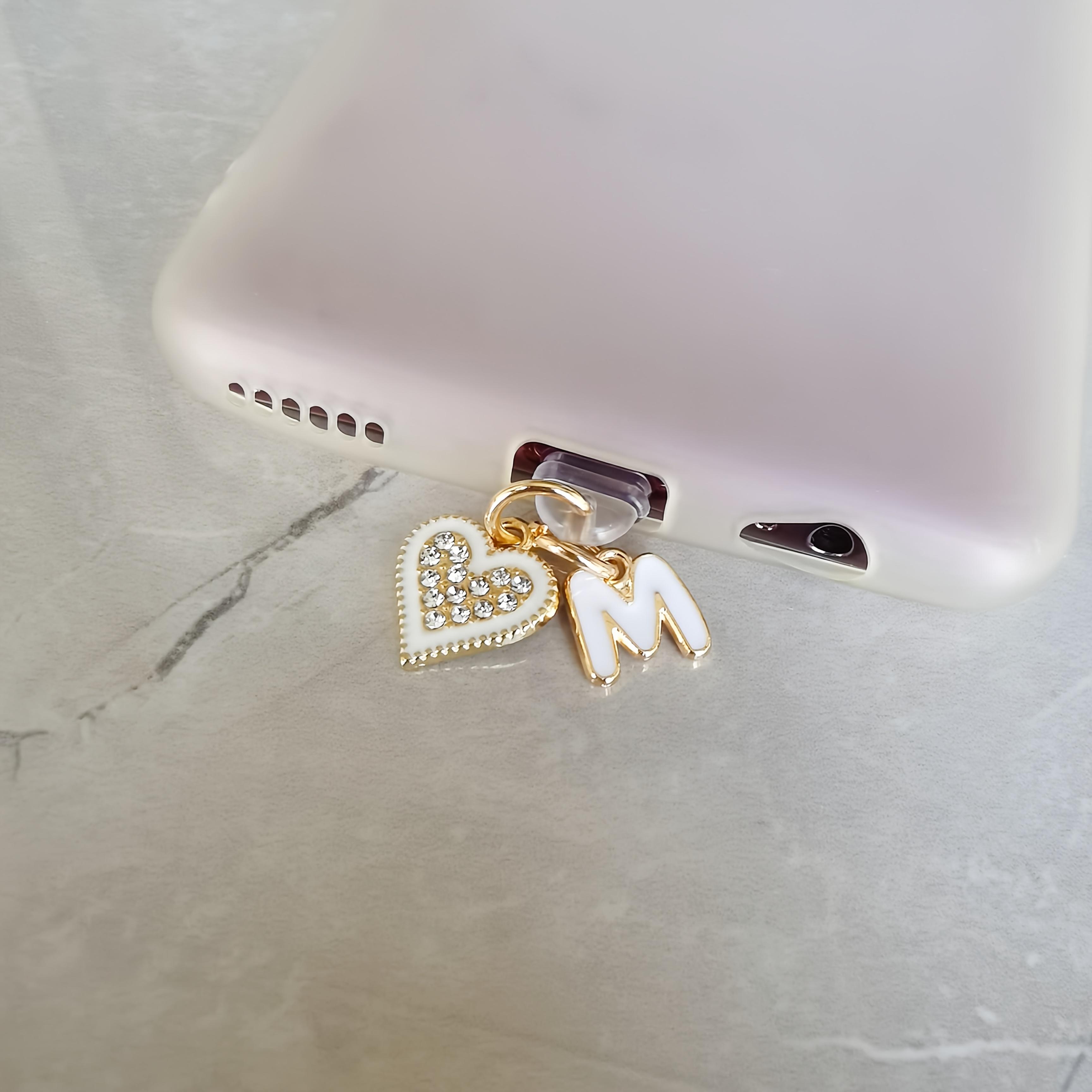 

Легкая Роскошь Сверкающий Бриллиант Буква Сердце Заглушка от Пыли для Телефона Защита Интерфейса Декоративное Подвесное Украшение For iPhone5-14